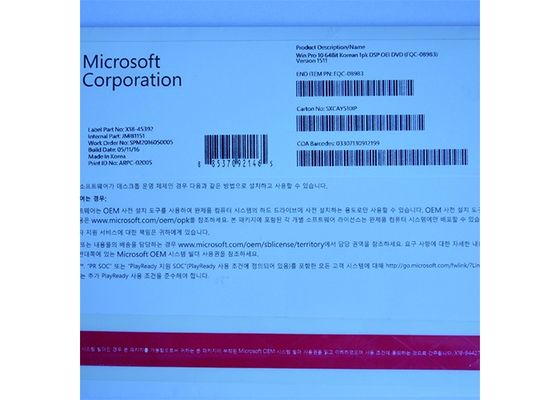 중국 Microsoft Windows 10 직업적인 OEM 스티커 64bit 제품 열쇠 가득 차있는 버전 협력 업체