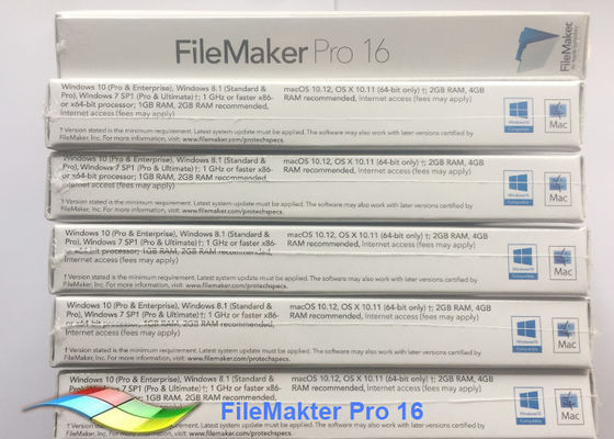 중국 소프트웨어 FileMaker 직업적인 16 Upg FPP 포장 100% 고유 Filemaker 직업적인 Windows 협력 업체