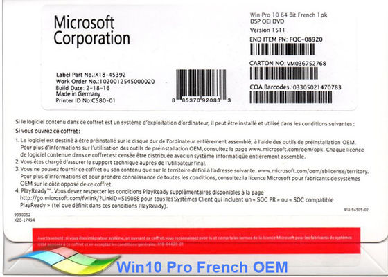 중국 100% 본래 Windows 10 직업적인 OEM 스티커 64Bit 상업적인 OEM 협력 업체