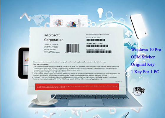중국 영국 버전 팩 Windows 10 직업적인 OEM 스티커 컴퓨터 시스템 1pk DSP DVD 협력 업체