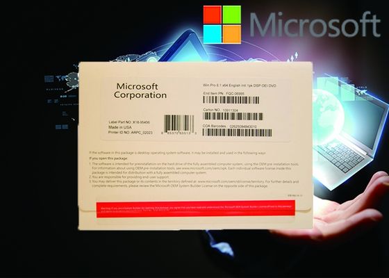 중국 가득 차있는 버전 Windows 8.1 직업적인 팩 OEM 다언어 버전 64Bit 체계 MS Customizable FQC 협력 업체